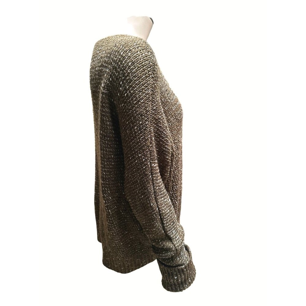 Cotton Emporium Crop Top Boho Cut Sweater M Olive Green Knit Acrylic Poly Blend - Picture 2 of 8